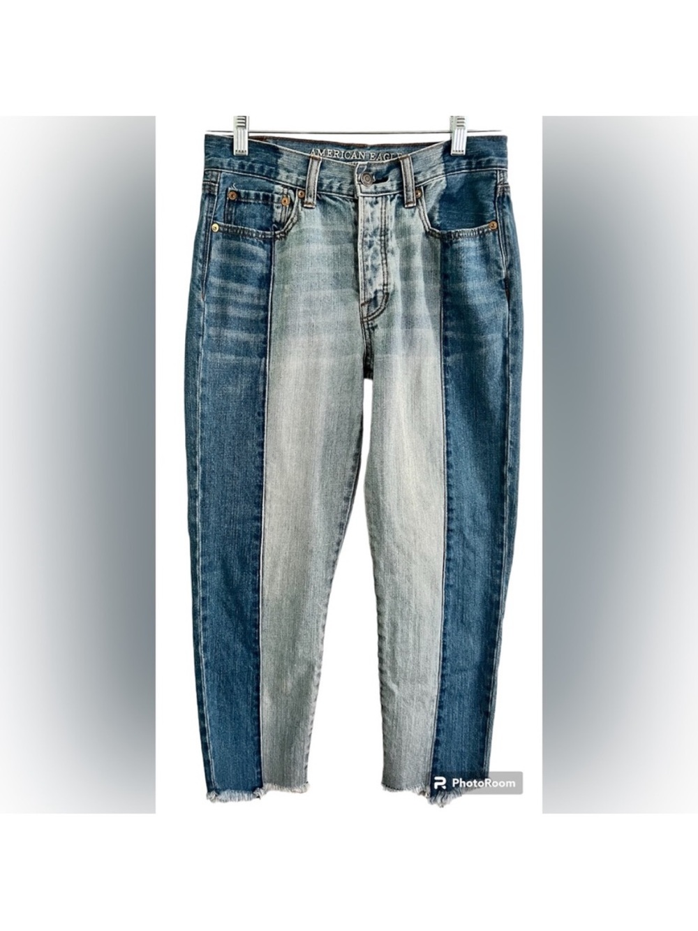 American Eagle Outfitters Vintage Hi-Rise Two Tone Ankle Jeans, Size 6